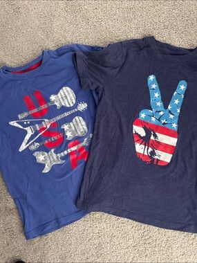 Boys Short-Sleeve Patriotic Graphic Tee Set - Navy & Royal Blue